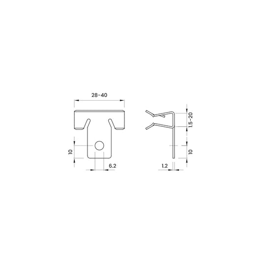 Clips per putrelle controsoffitti con piega a 90°