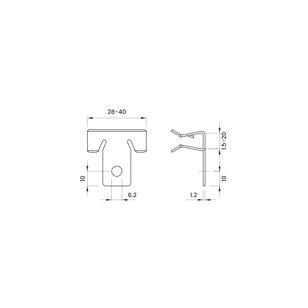 Clips per putrelle controsoffitti con piega a 90°
