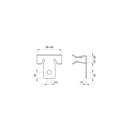 Clips per putrelle controsoffitti con piega a 90°