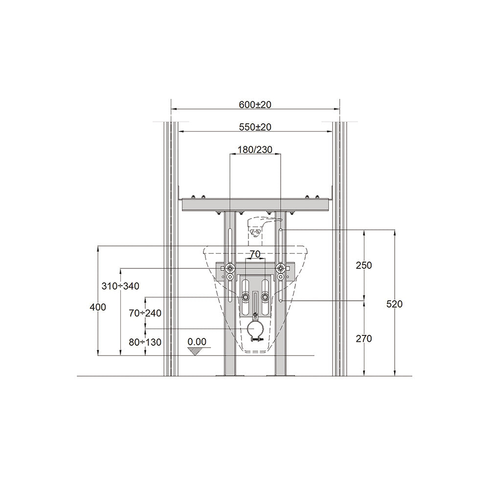 Supporto bidet per cartongesso