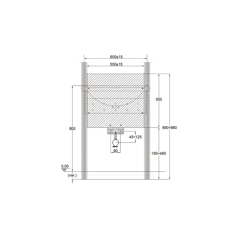 Supporto disabili - Lavabo su mensole con flange universali per cartongesso