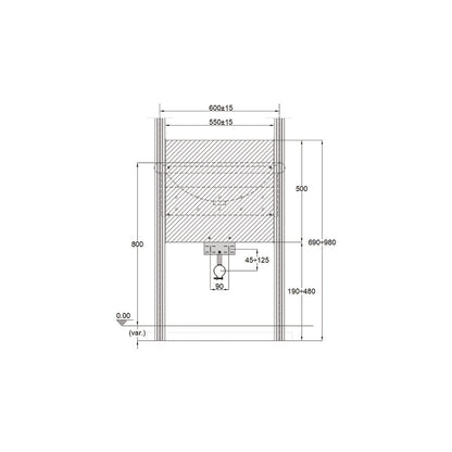Supporto disabili - Lavabo su mensole con flange universali per cartongesso